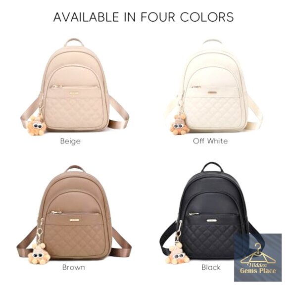 Mini Leather Backpack Purse with Detachable Cartoon Charm, Fashion Daypack main image 6